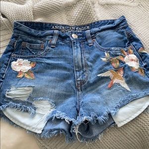 embroidered denim shorts